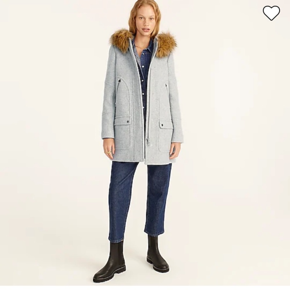 NWOT J. Crew Chateau Italian Stadium Wool Heather Gray Size 8 coat